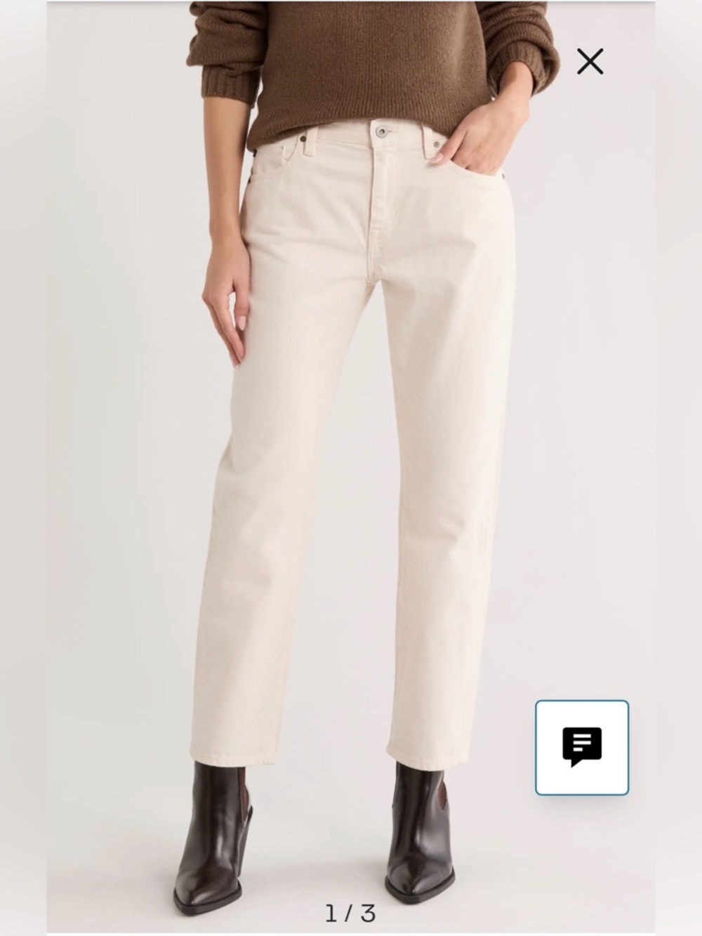 AG Women’s Ex-Boyfriend Slouchy Slim Jeans Size 29 Opal Stone Cream NWT
